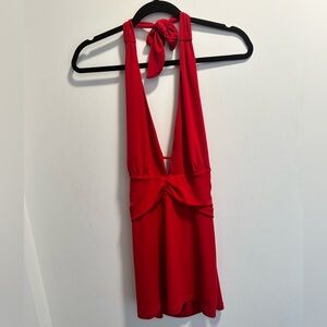 Le Chateau Red Halter Neck Top